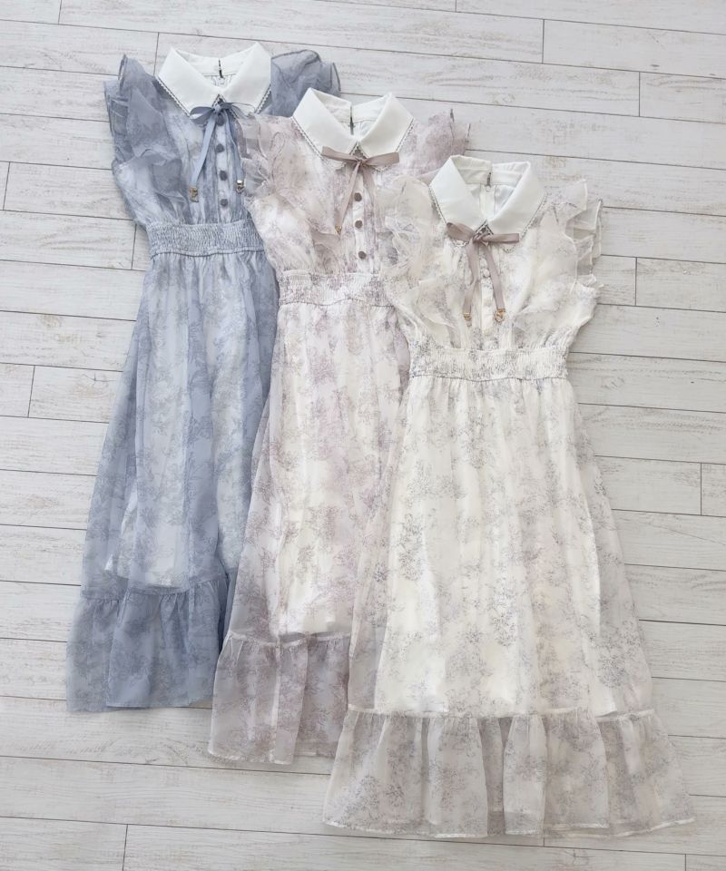 フリルスリーブ花柄ロングワンピース | Rlab store