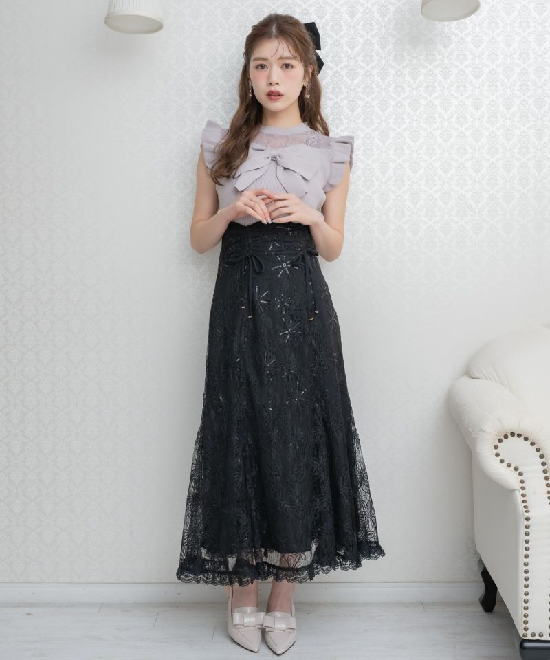 フラワー刺繍レーシースカート | Rlab store
