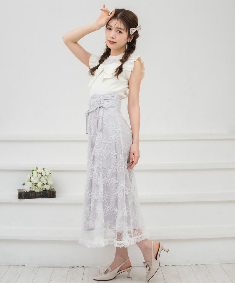 【新品タグ付】yori ヨリ フラワー刺繍ミニジレ 38 フラワー刺繍ミニジレ【2025SM】 | all item| yori