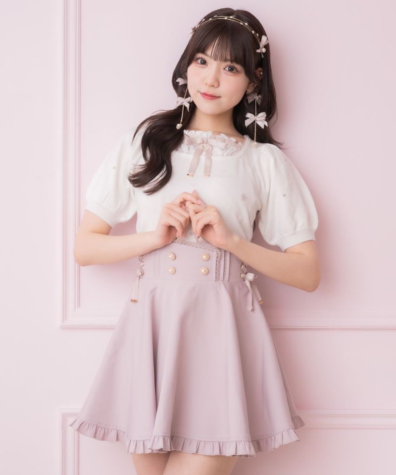 フレアスカート 薄いピンク レースアップ teasra-14.jpg