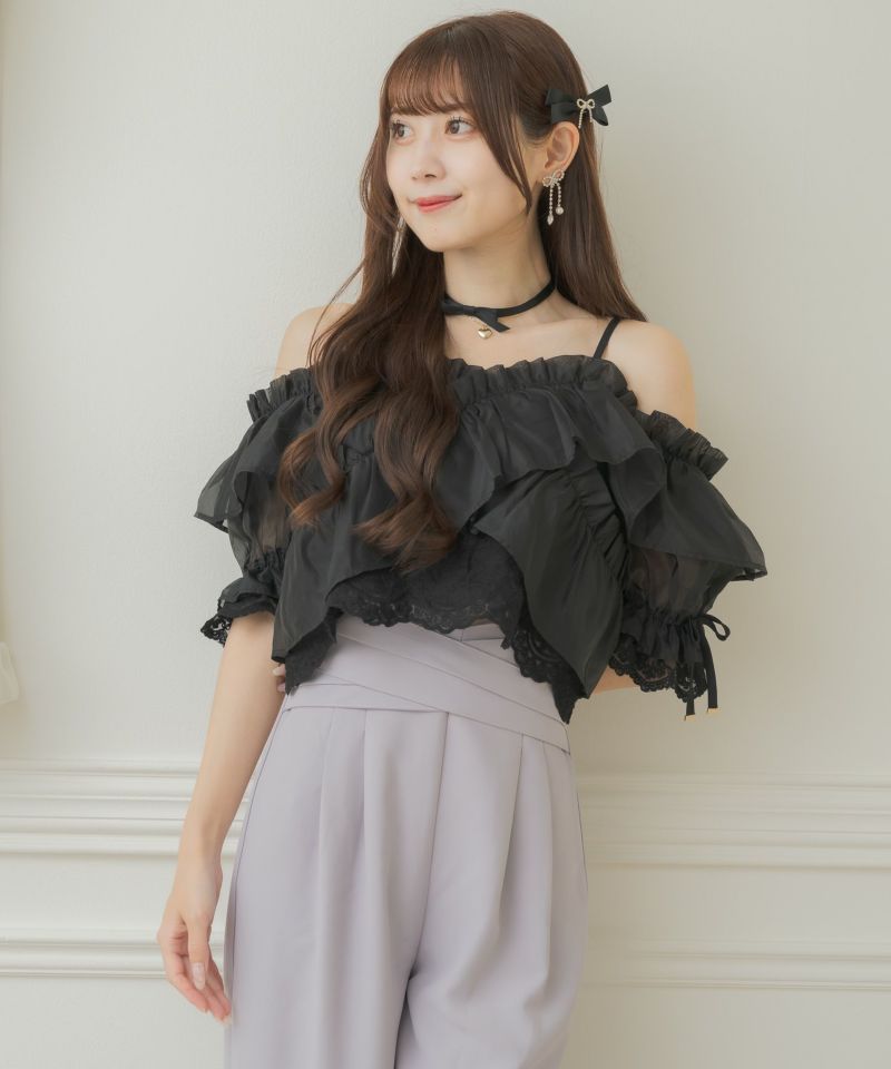 エンブロイダリーシアーラッフルブラウス | Rlab store