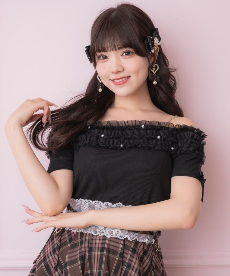 tシャツ チュールオフショルテレコリブトップス レディース チュールオフショルテレコリブトップス | Rlab store