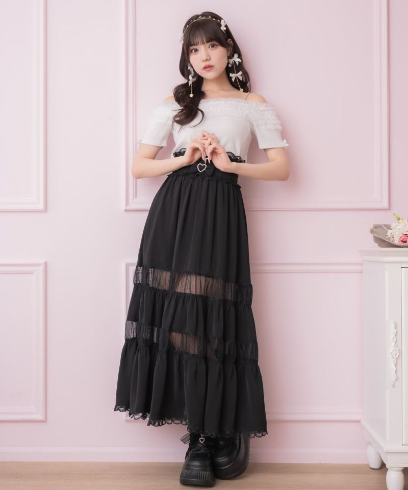 シアー切り替えロングスカート | Rlab store