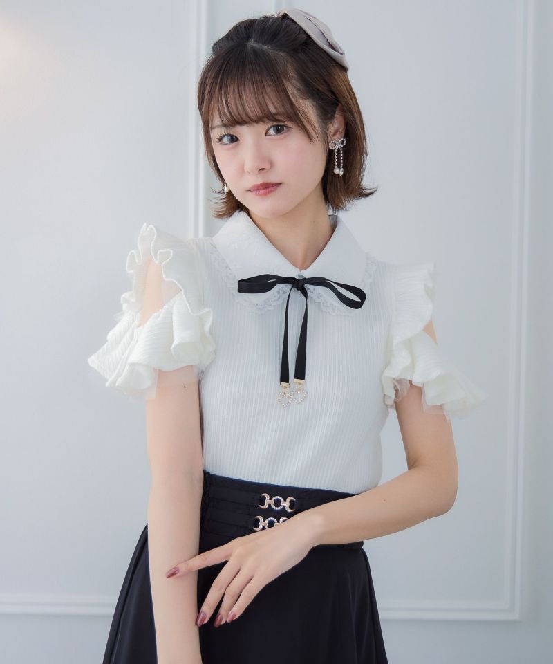 【ROJITAドラマ着用アイテム】ラッフルフリルベルト付きSETUP ロジータ ROJITA ラッフルフリルベルト付きSETUP （ブラック