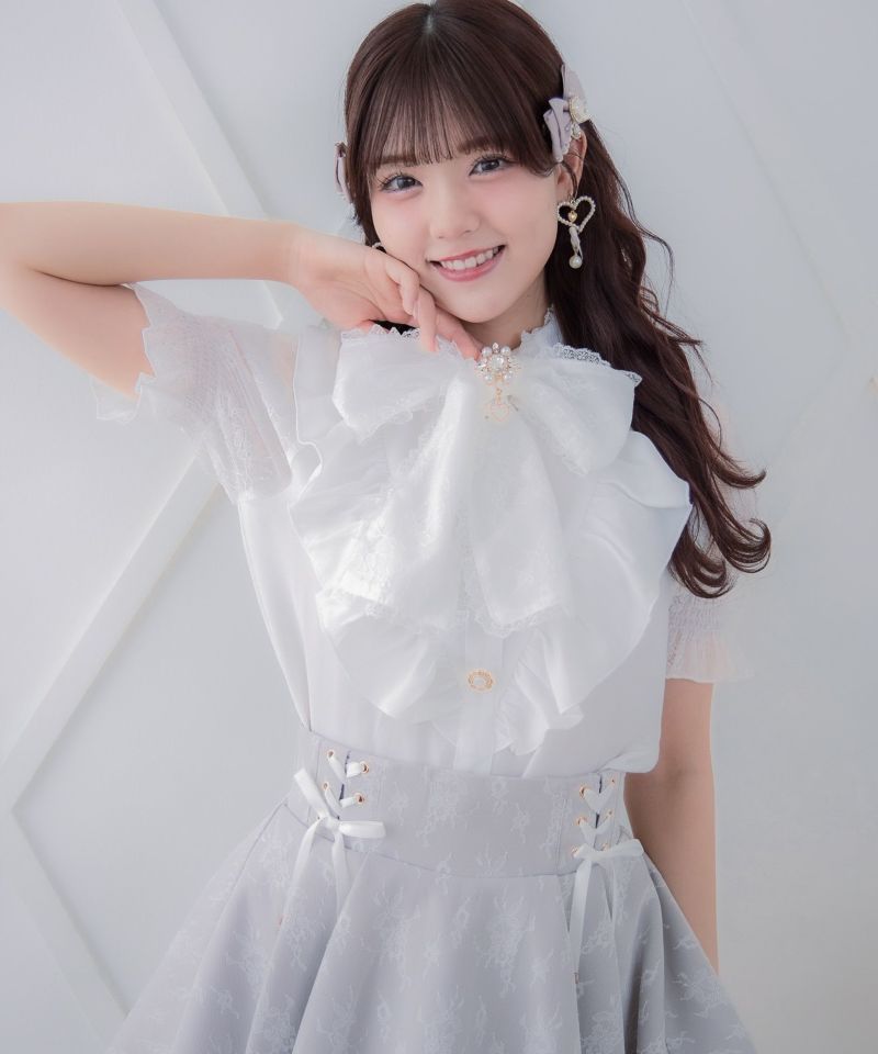 希少✨ロレッタ カポーニ　フリルブラウス　レース　半袖　イタリア製　コットン　白 ロリータ ロリィタ ブラウス 夏 半袖 レディース シャツ