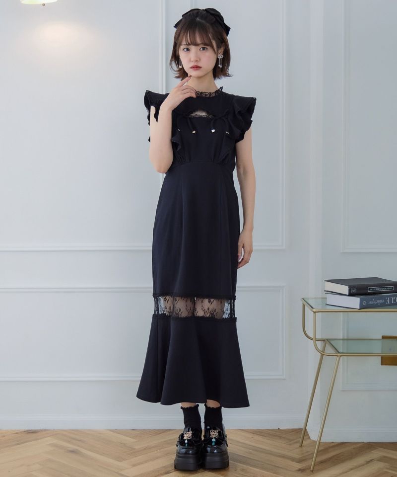 肩フリルスウエットロングワンピース | Rlab store