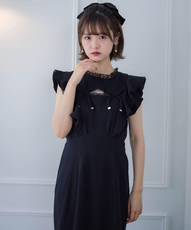 ♦AND COUTURE♦美品♦ブラックフリル袖 ロングワンピース AND COUTURE/ワンピース｜公式オンラインショップ｜バーンデスト