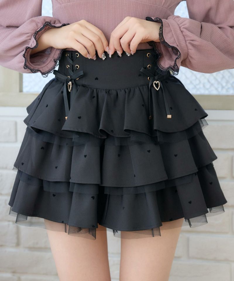 ハートフロッキーティアードスカート | Rlab store