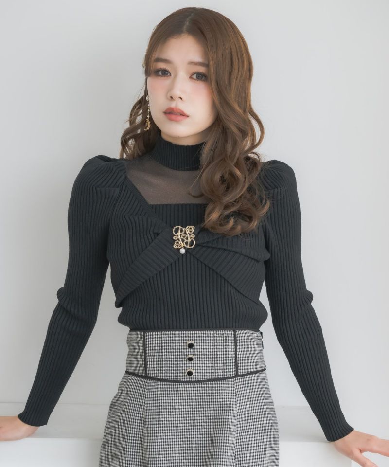 keinarita リボントップス シアーデコルテツイストリボンニット | Rlab store
