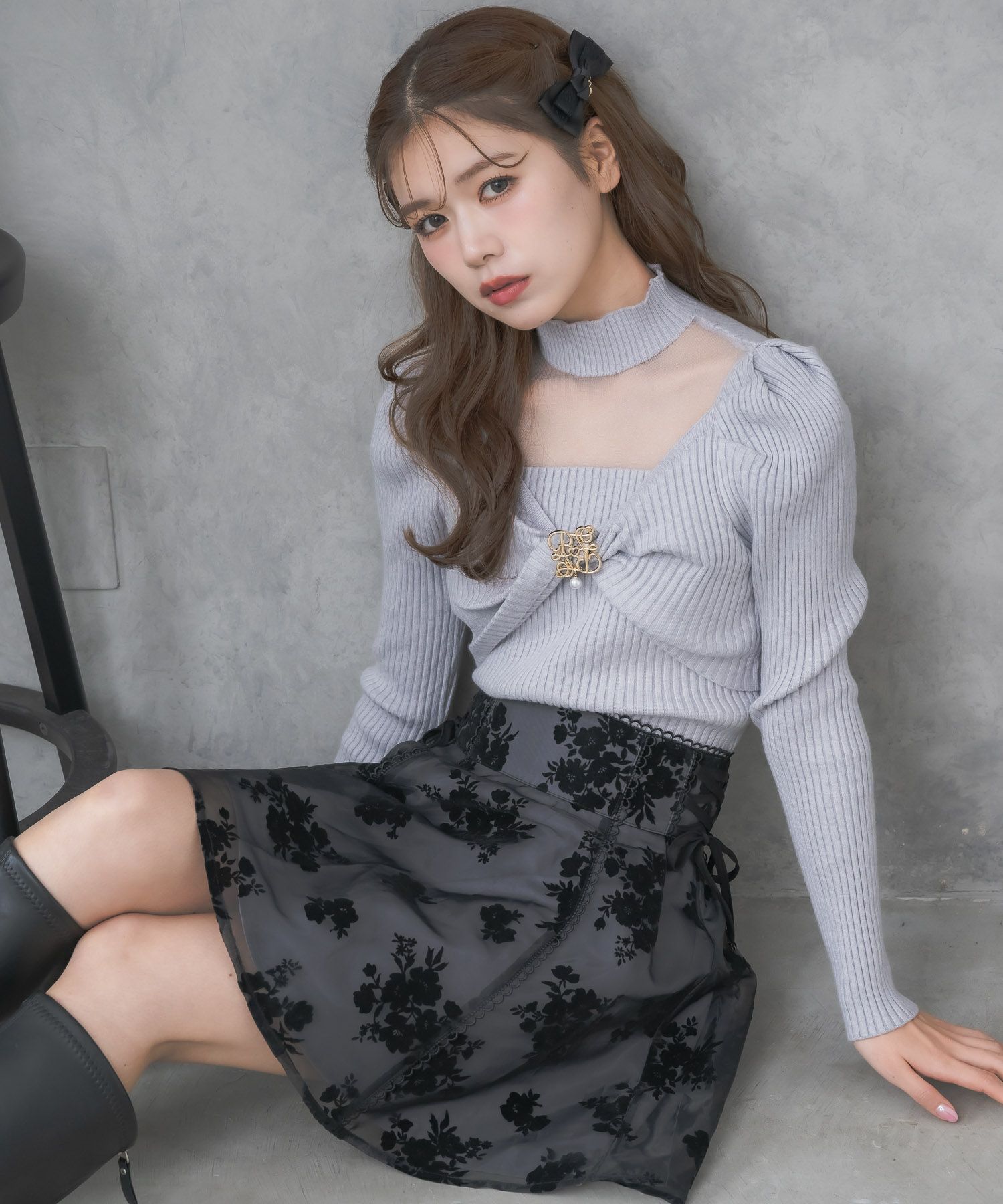 ROJITA シアーデコルテツイストリボンニット シアーデコルテツイストリボンニット | Rlab store