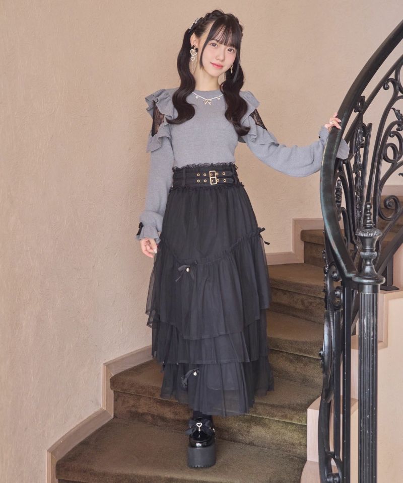美品✨jolie mignon チュールレース ティアードスカート黒×アイボリー スカート カテゴリ商品一覧｜jolie mignon｜上質で洗練された