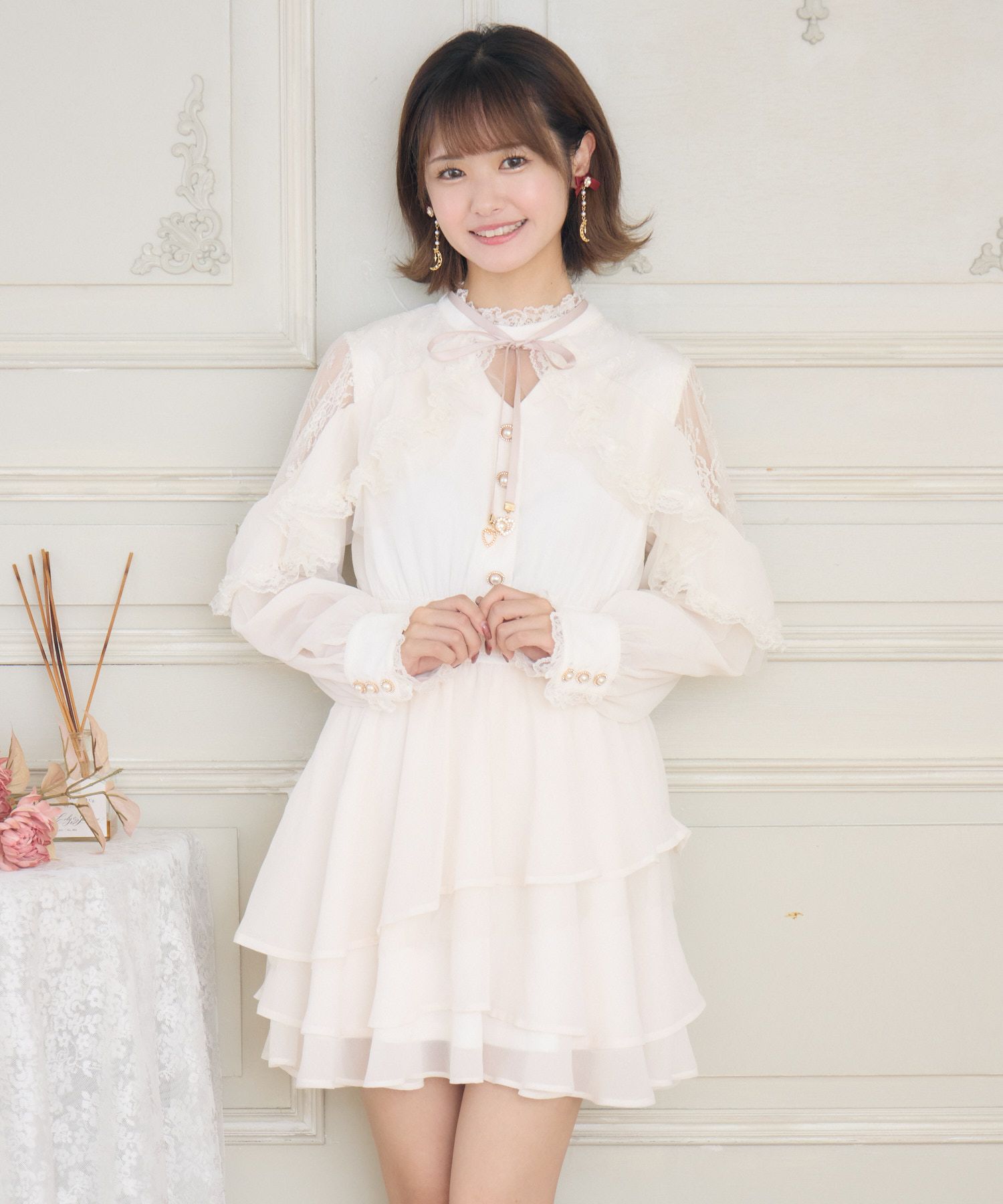 couture BY ROJITA 花柄ラッフルワンピース ロジータ ROJITA 花柄シアーラッフルワンピース （ブラック