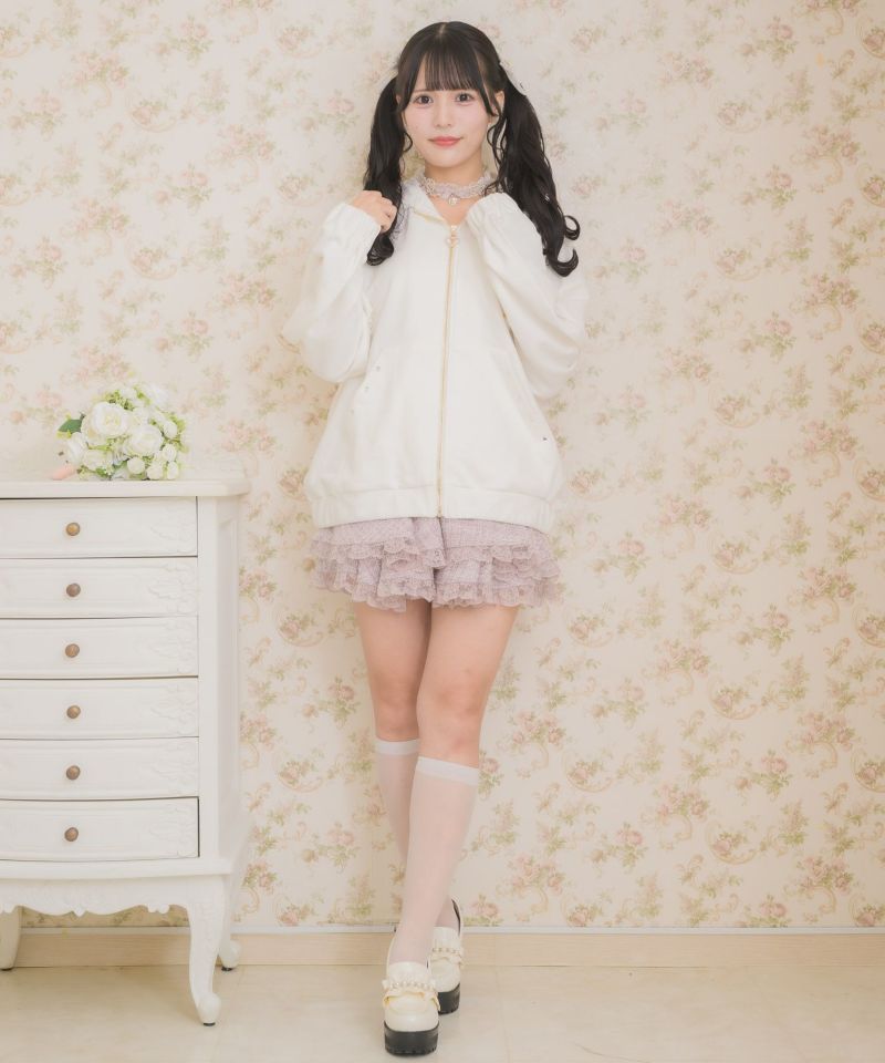 ダメージうさ耳パーカー(ホワイト) うさ耳ZIPパーカー | Rlab store