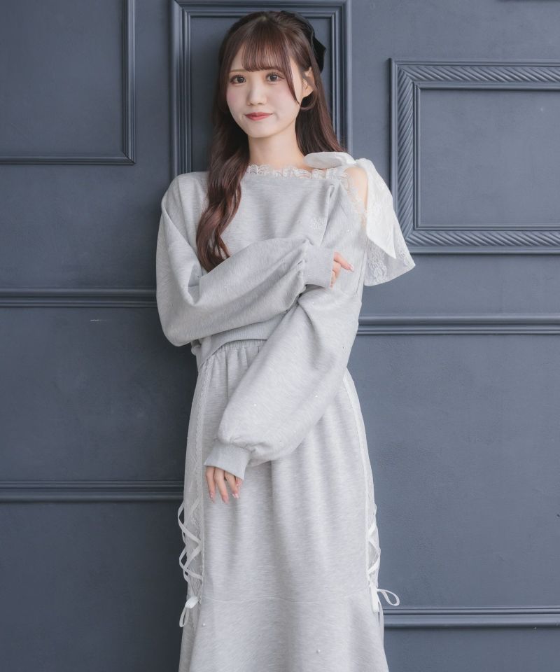 ワンショルリボンスウェットトップス | Rlab store