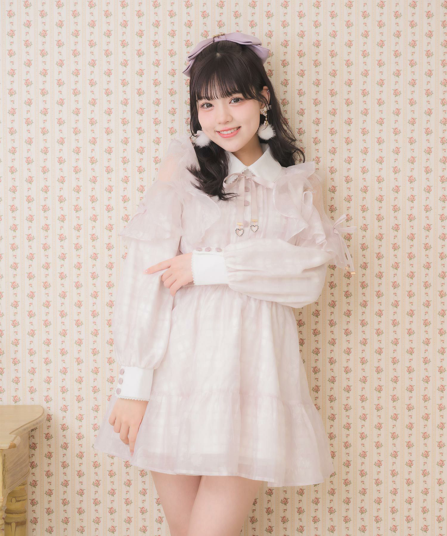 ROJITA 花柄ミニワンピース　ブルー ロジータ ROJITA 花柄半袖ミニワンピース （ブルー） -ファッション