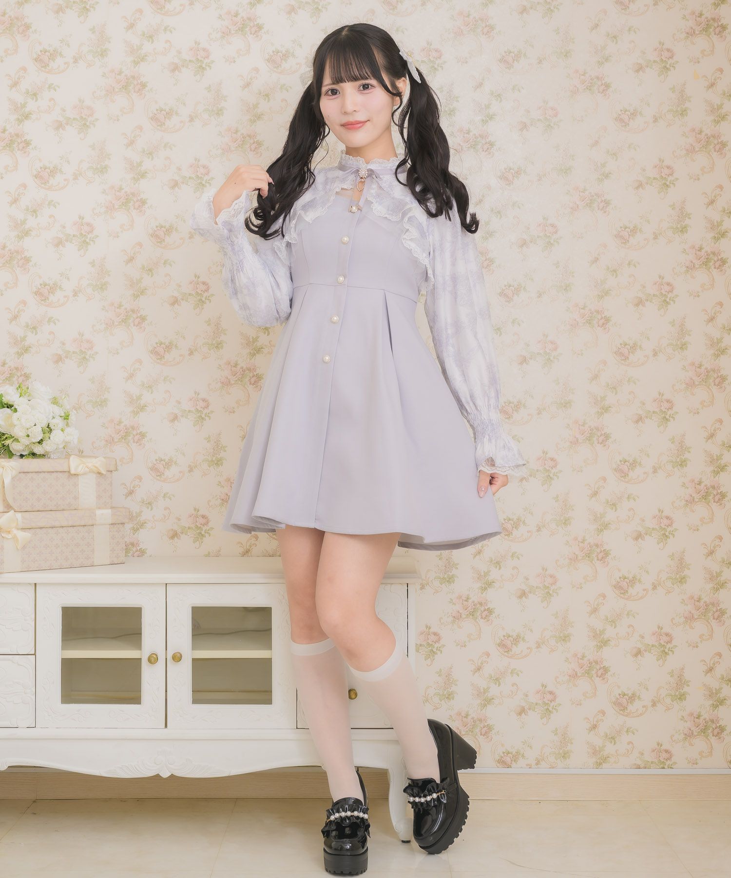 花柄シアーラッフルワンピース | Rlab store