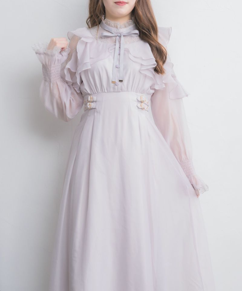 SALE✩.*˚スコットクラブ系列 Petirobe バックリボン ワンピース ロジータ ROJITA レースリボンラッフルスリーブロングワンピース
