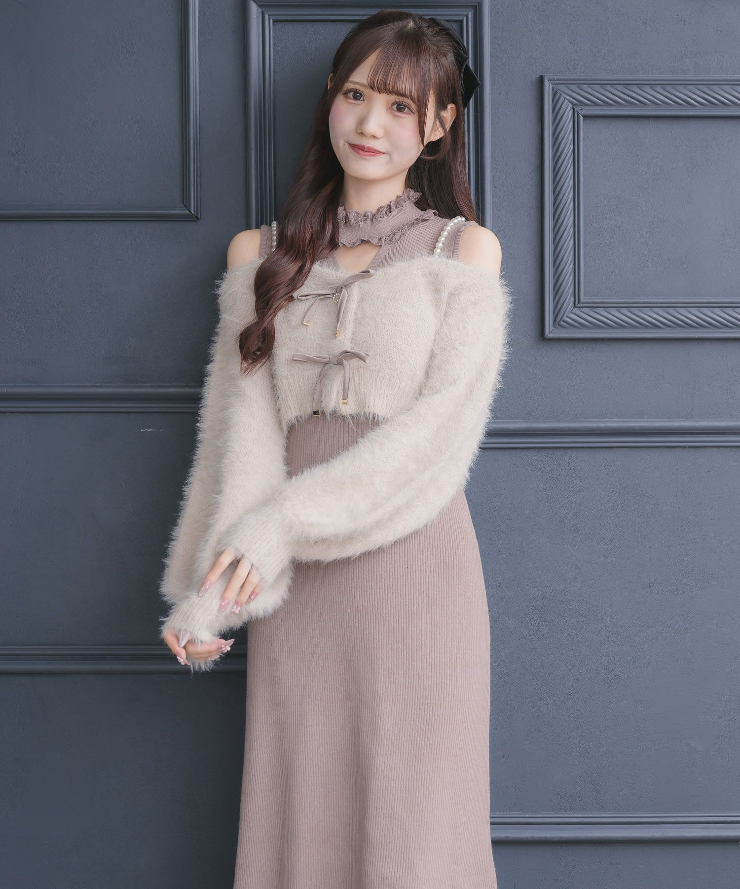 ニットワンピース×オフショルカーデセット | Rlab store