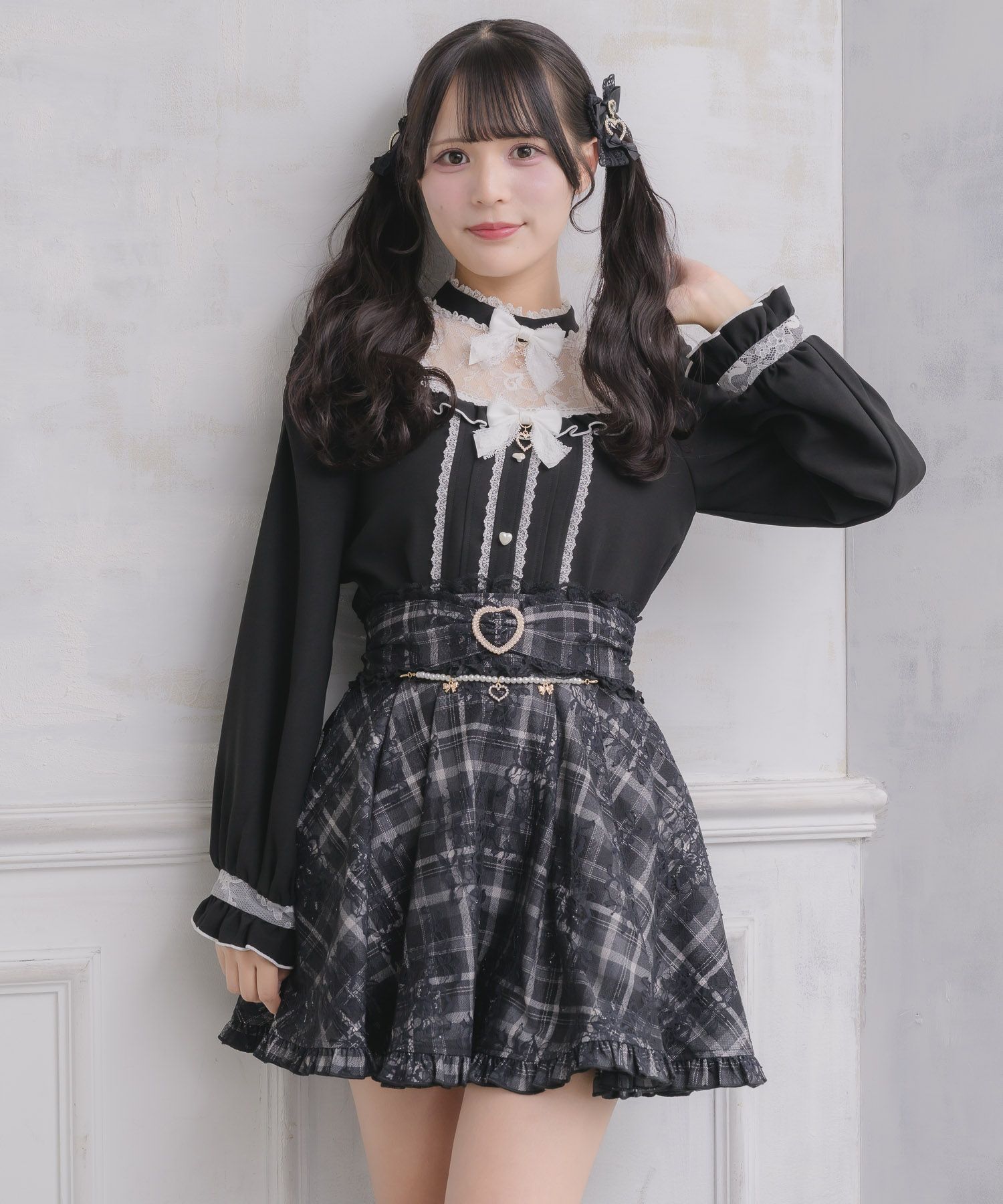 ダブルリボン配色レースブラウス | Rlab store