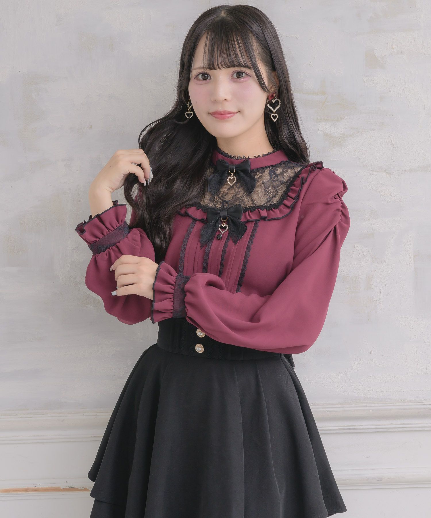 ダブルリボン配色レースブラウス | Rlab store