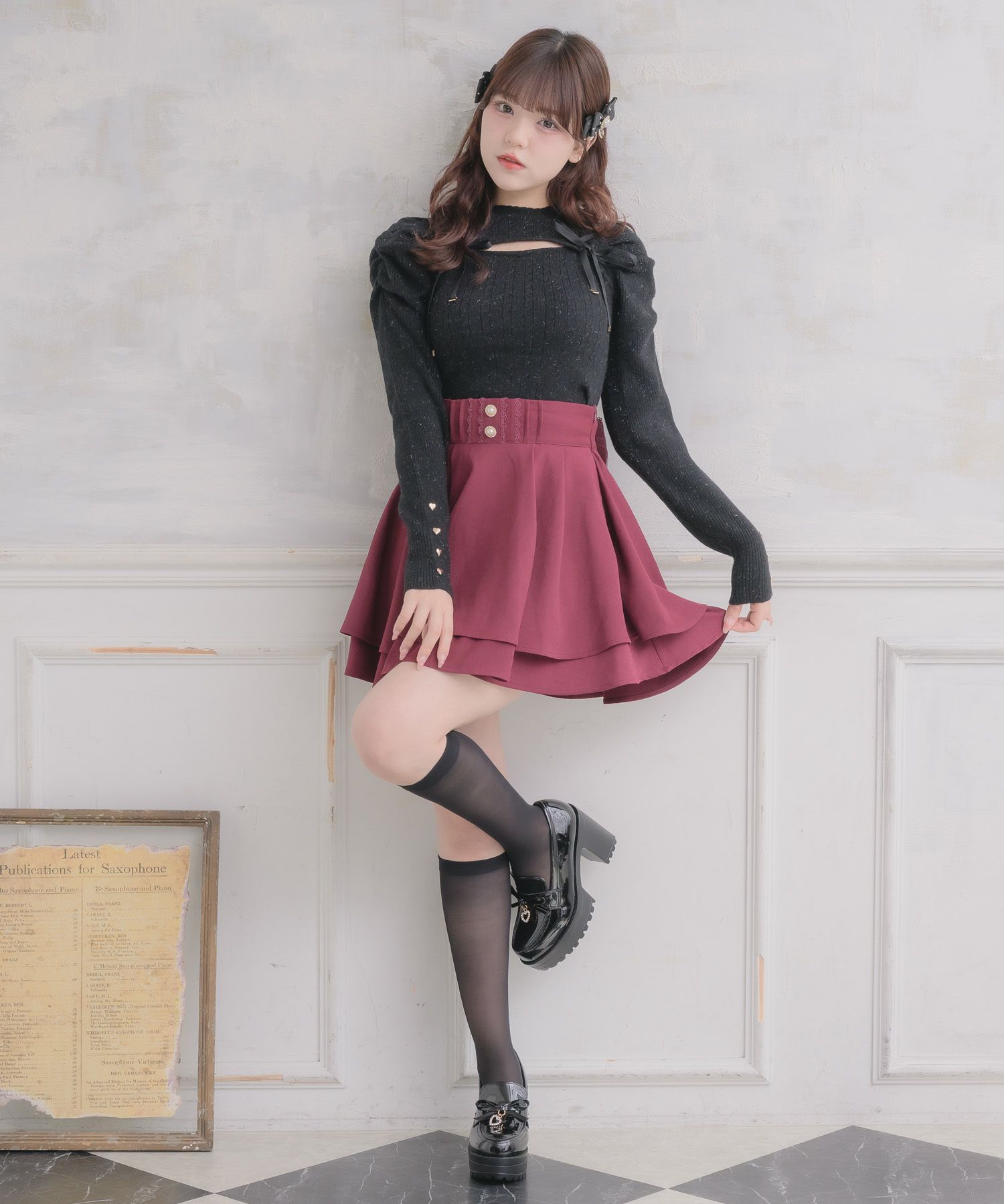 バックリボンダブルフレアスカパン | Rlab store