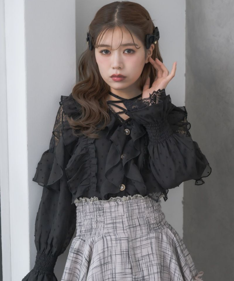 クロスネックフリルブラウス | Rlab store