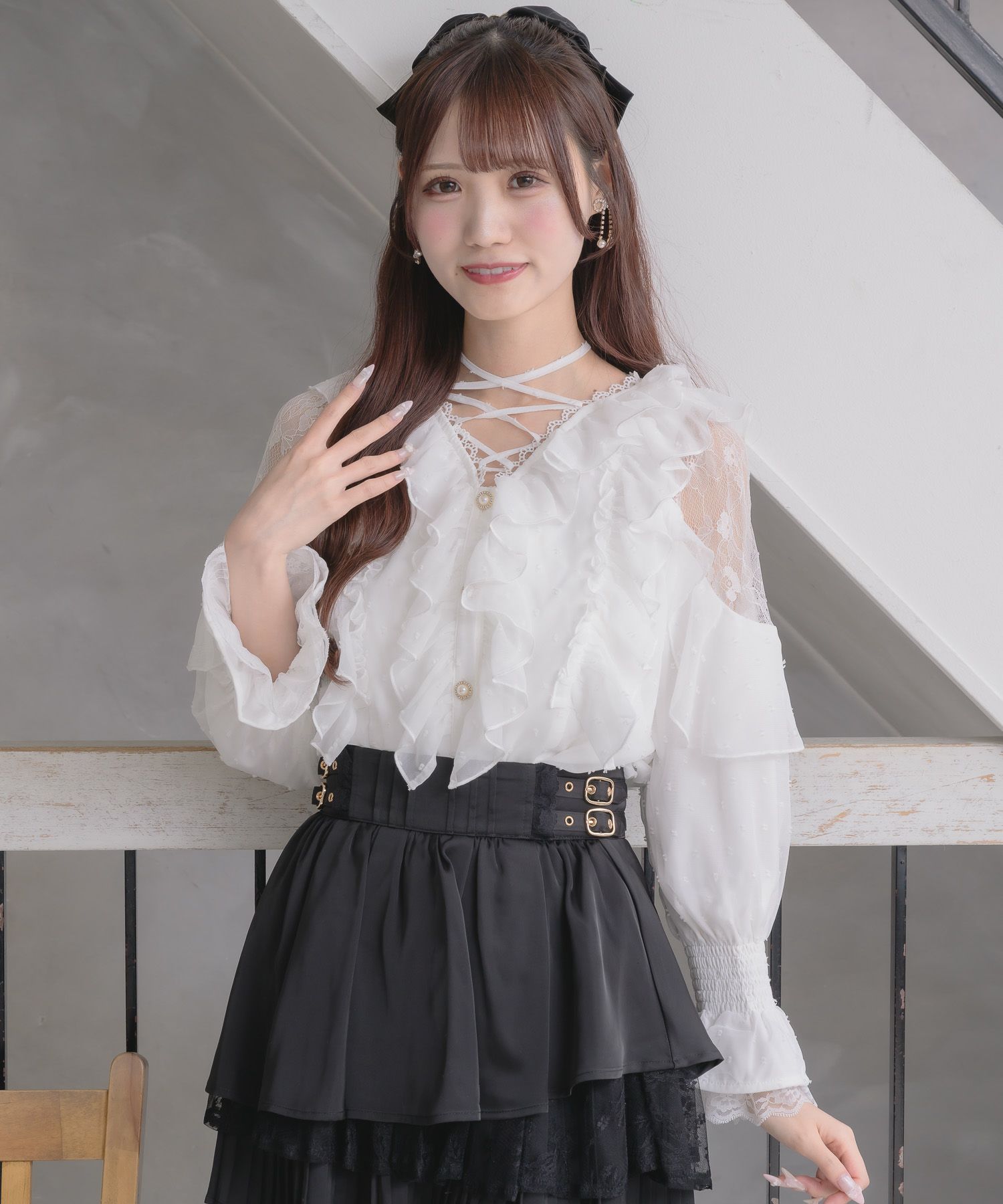 クロスネックフリルブラウス | Rlab store