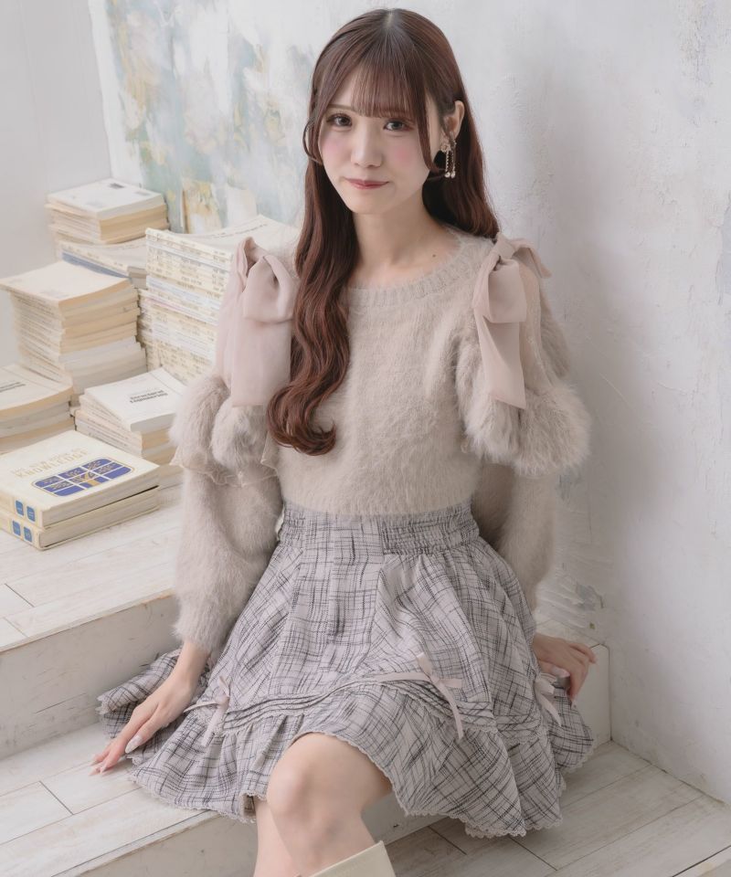 肩開リボンシャギーニット | Rlab store