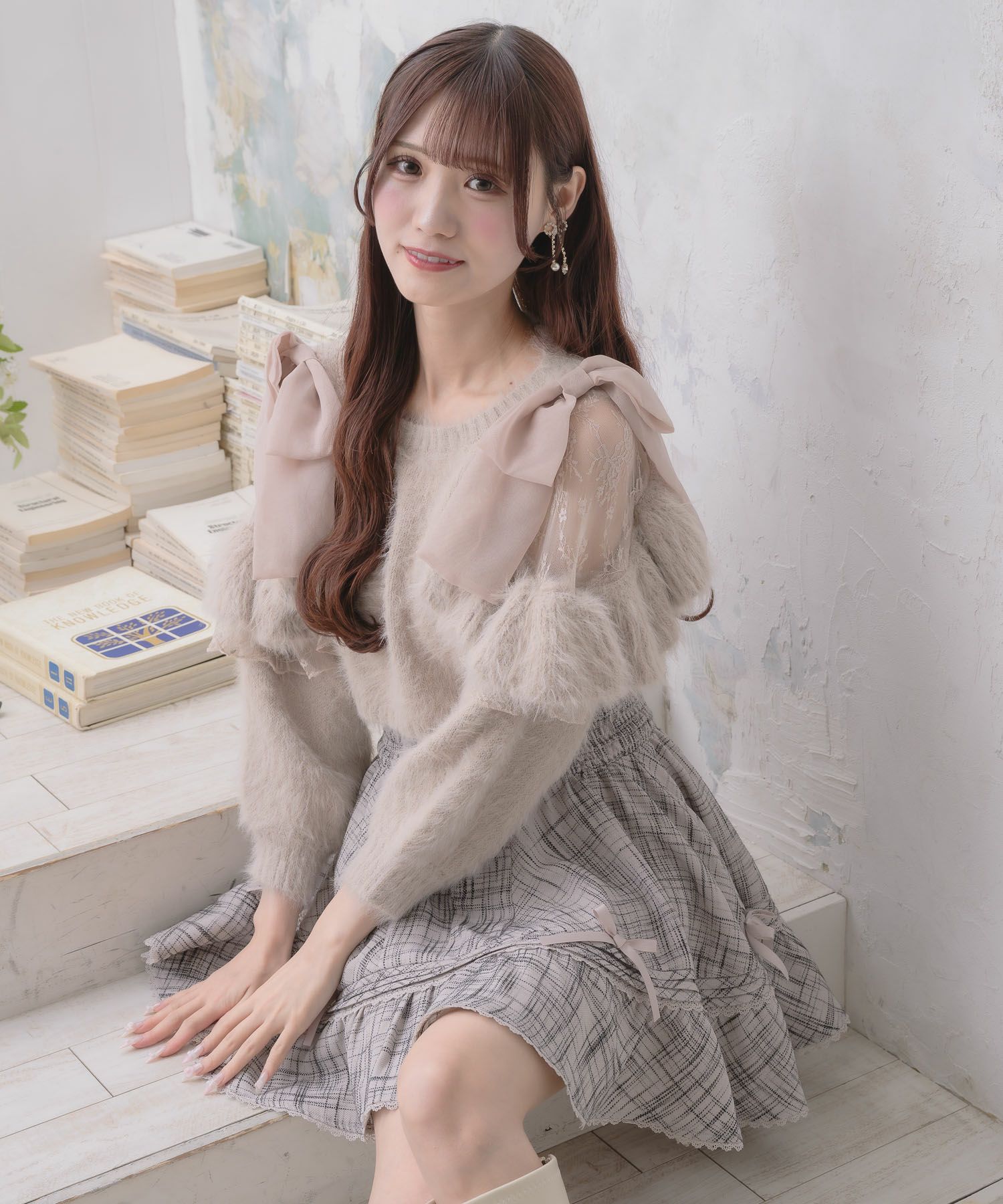 【Morenita】④ 肩開リボンシャギーニット | Rlab store