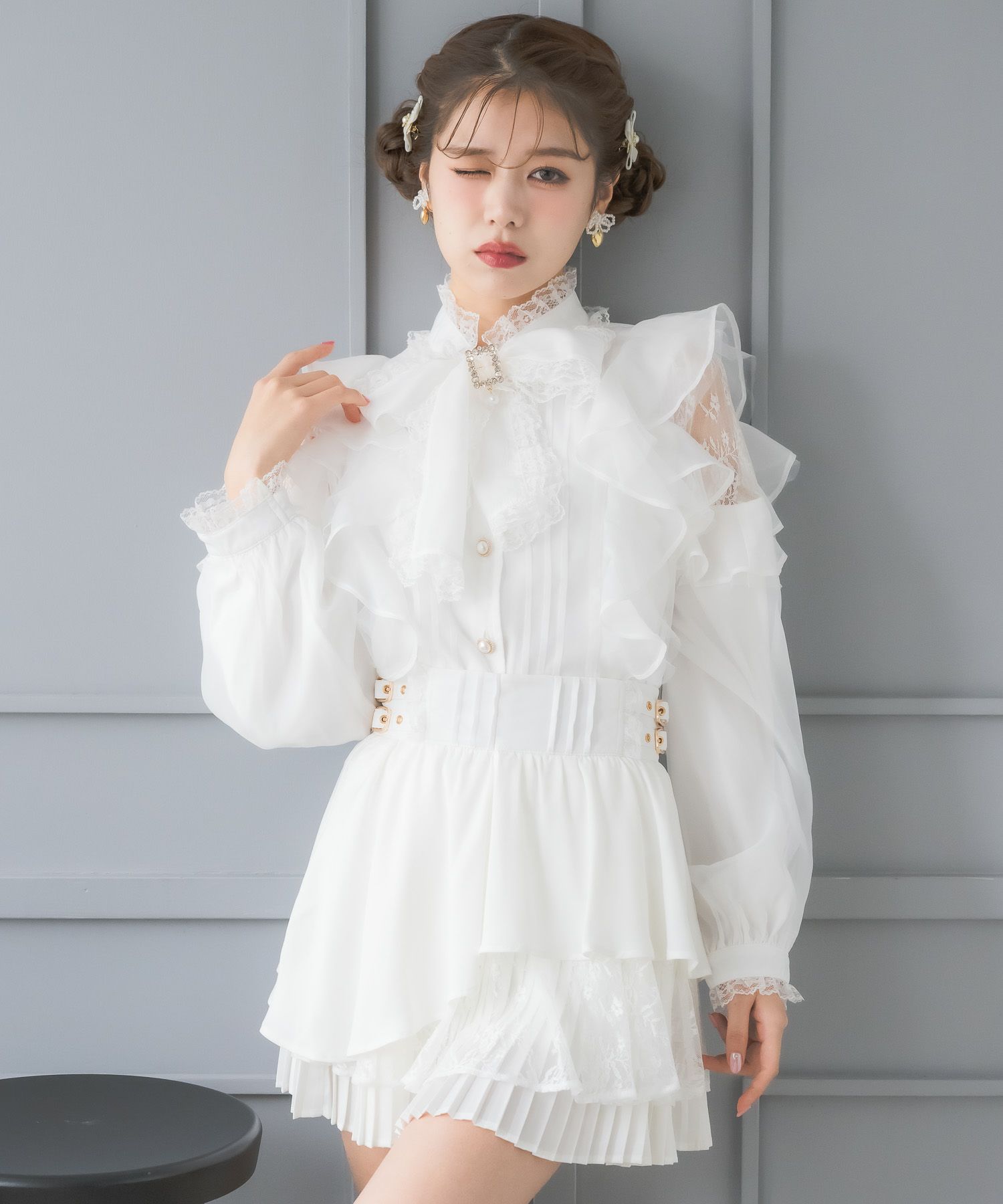 coutureBY ROJITA ファーティペット付きトリプルリボンコート量産型 ロジータ ROJITA ファーティペット付きトリプルリボンコート