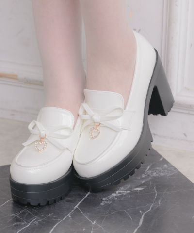 パールビジューシアーリボンローファー | Rlab store