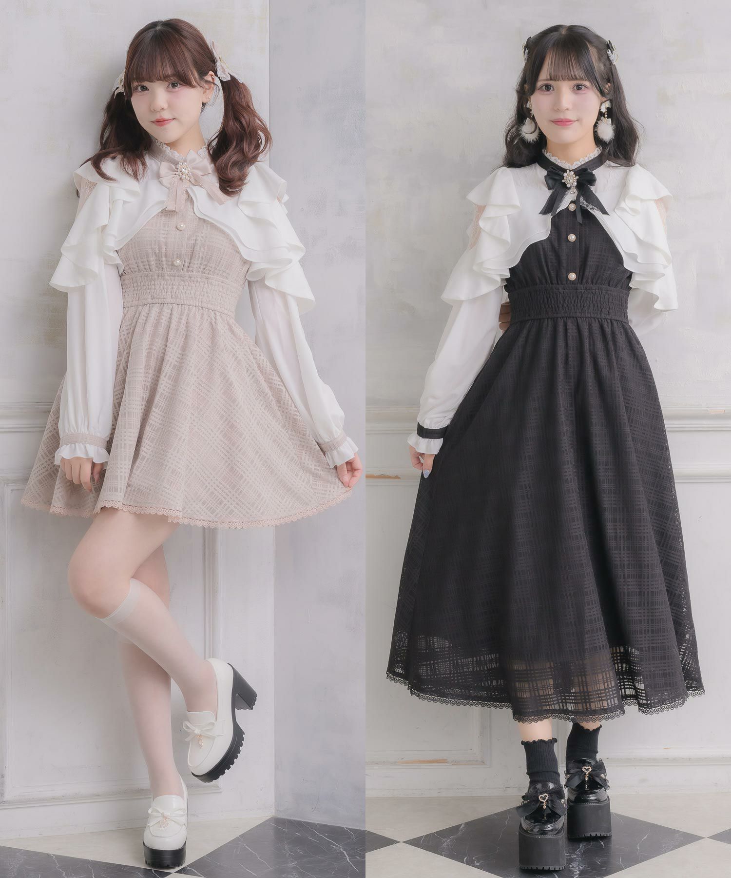 ファーショルダーレース切替ワンピース | Rlab store