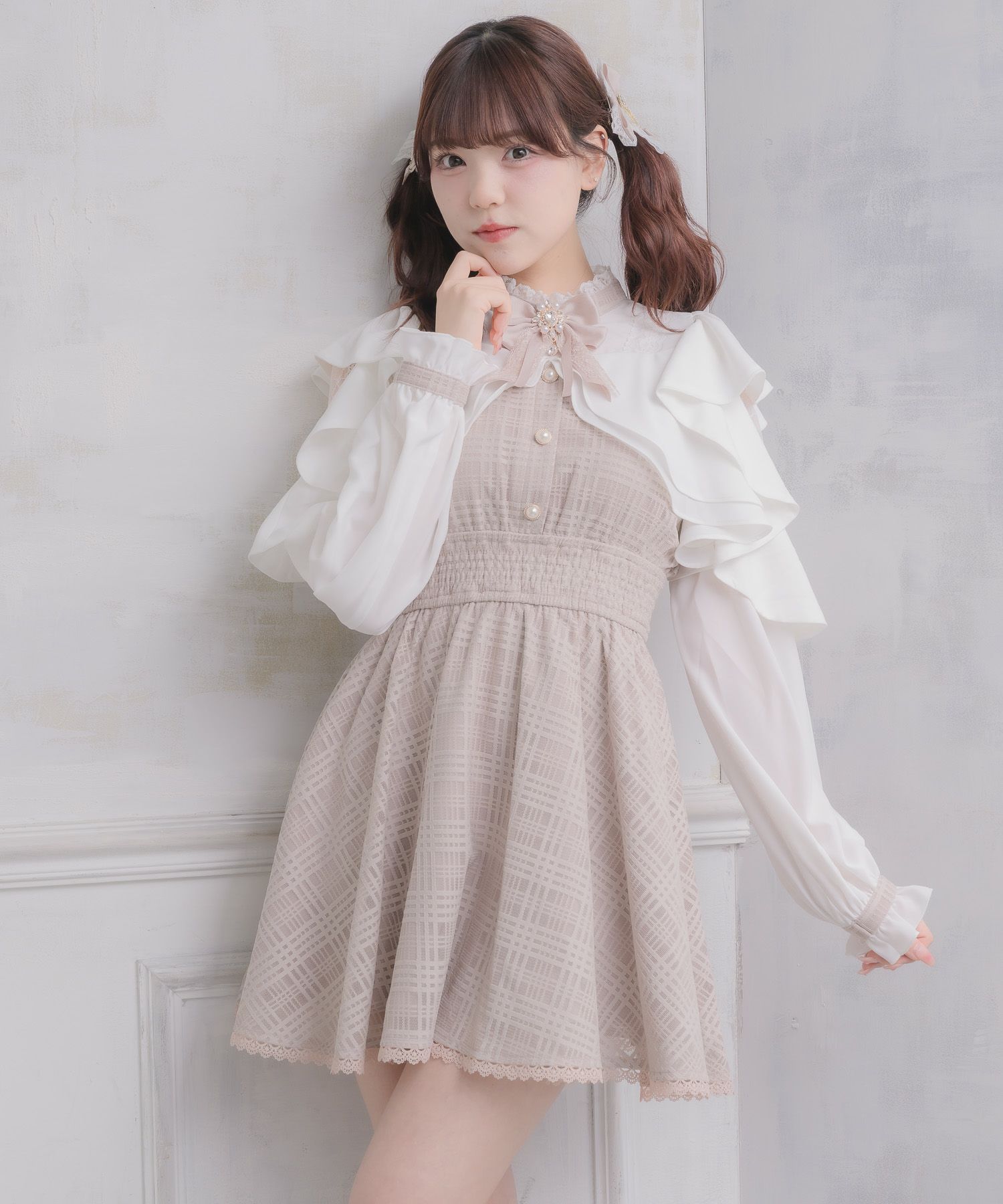シアーチェックラッフルワンピース | Rlab store