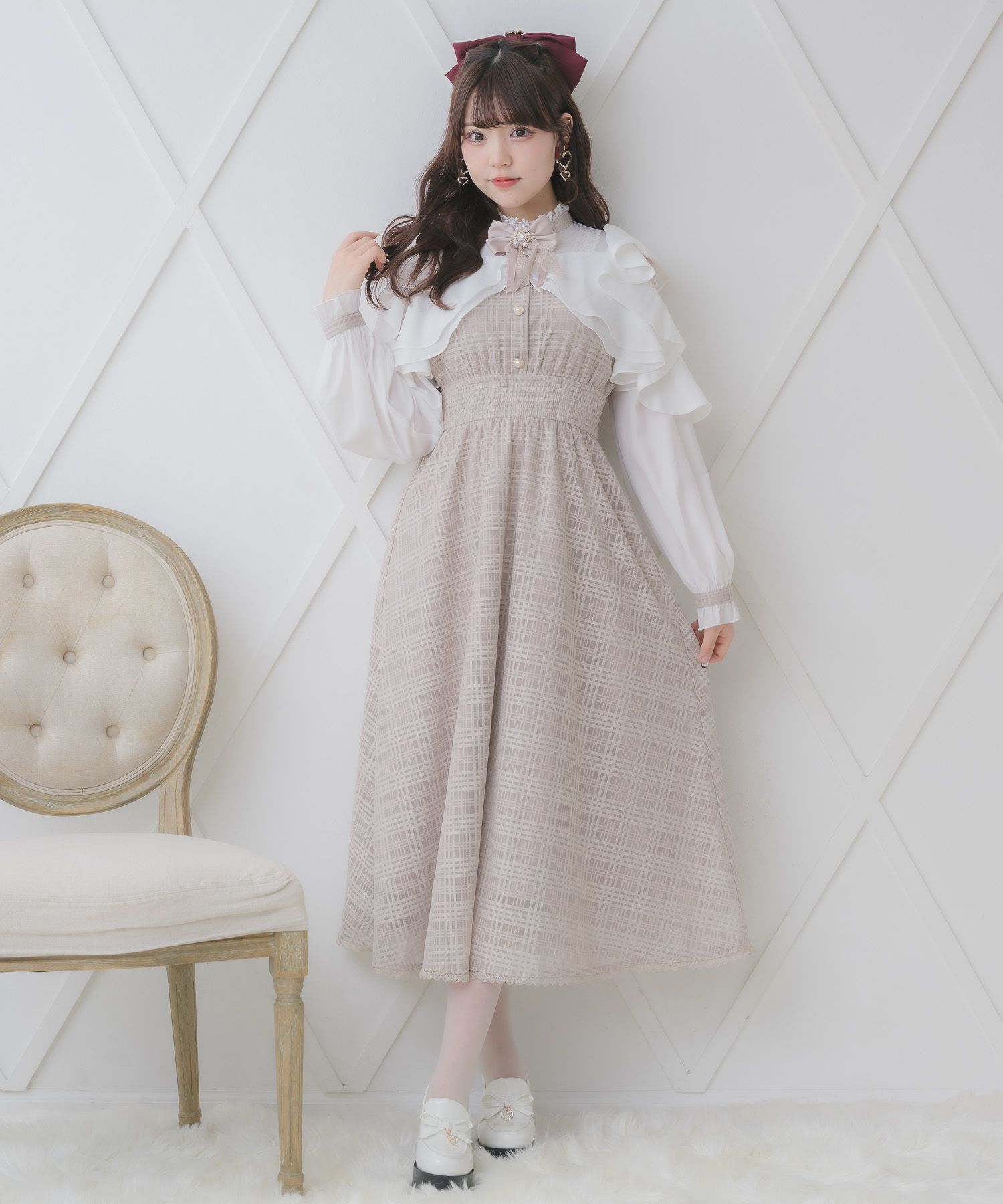 ROJITA シアーチェックラッフルワンピース M(ロング) シアーチェックラッフルワンピース | Rlab store