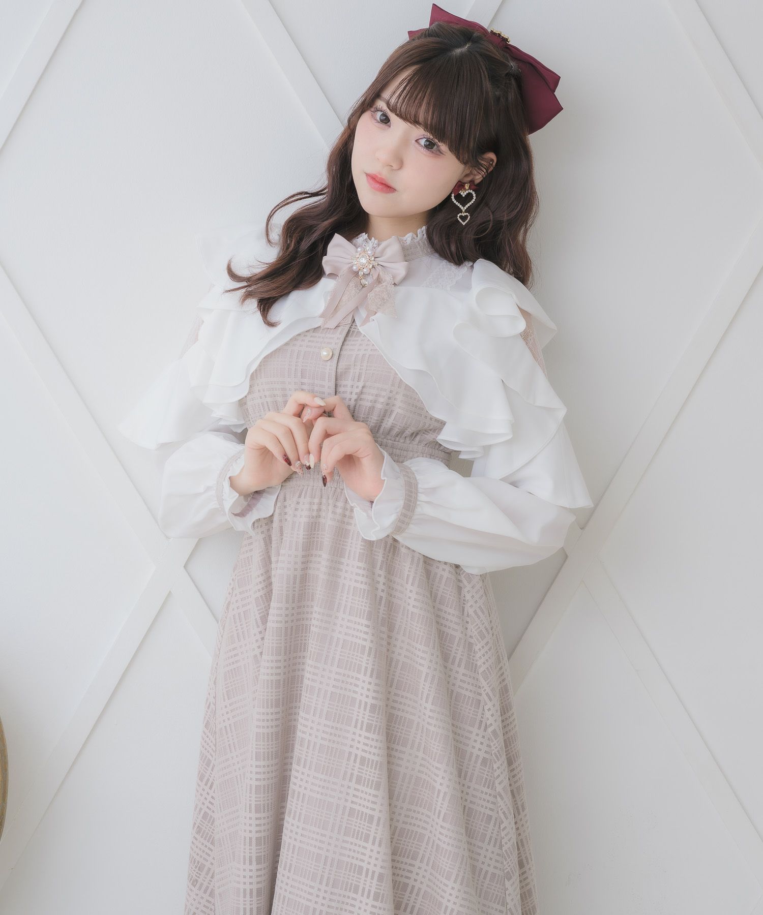 ROJITA シアーチェックラッフルワンピース M(ロング) ロジータ ROJITA シアーチェックラッフルワンピース （ブラック