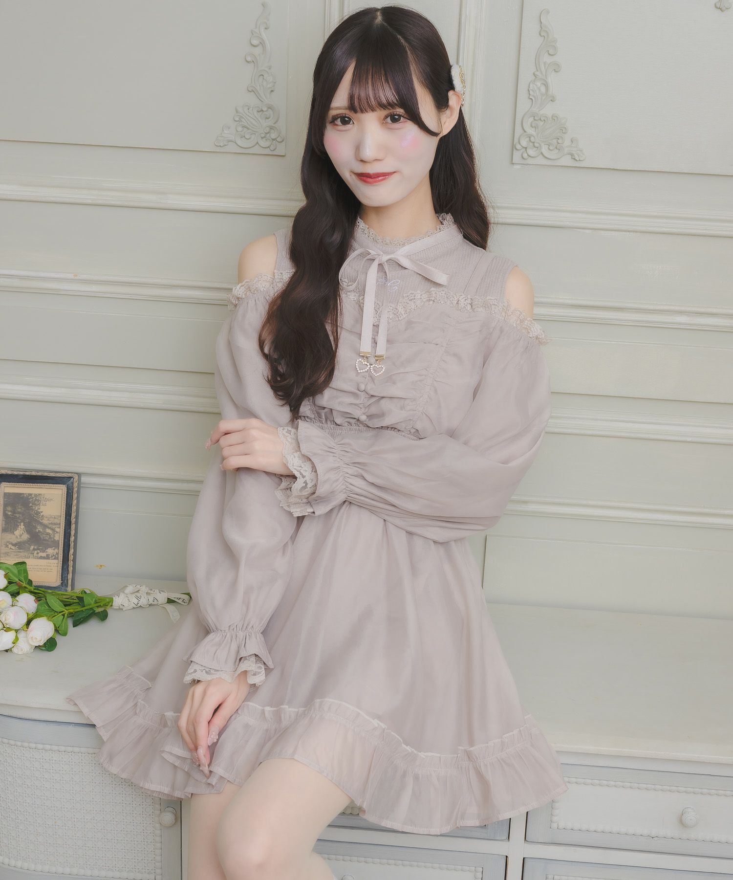 レイヤードオフショル長袖ワンピース | Rlab store