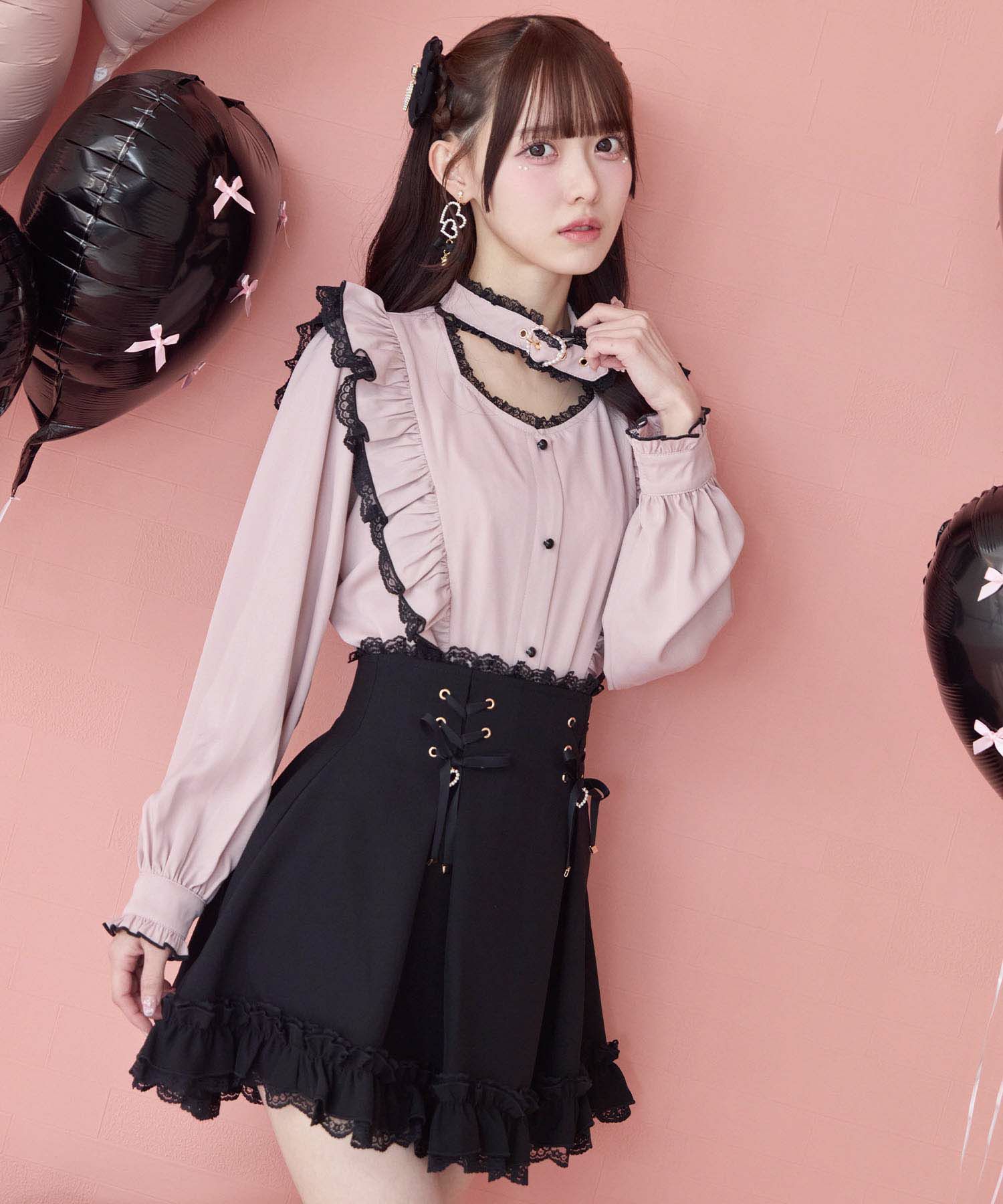 ピンクのみ受注生産》ハートバックルラッフルフリルブラウス | Rlab store