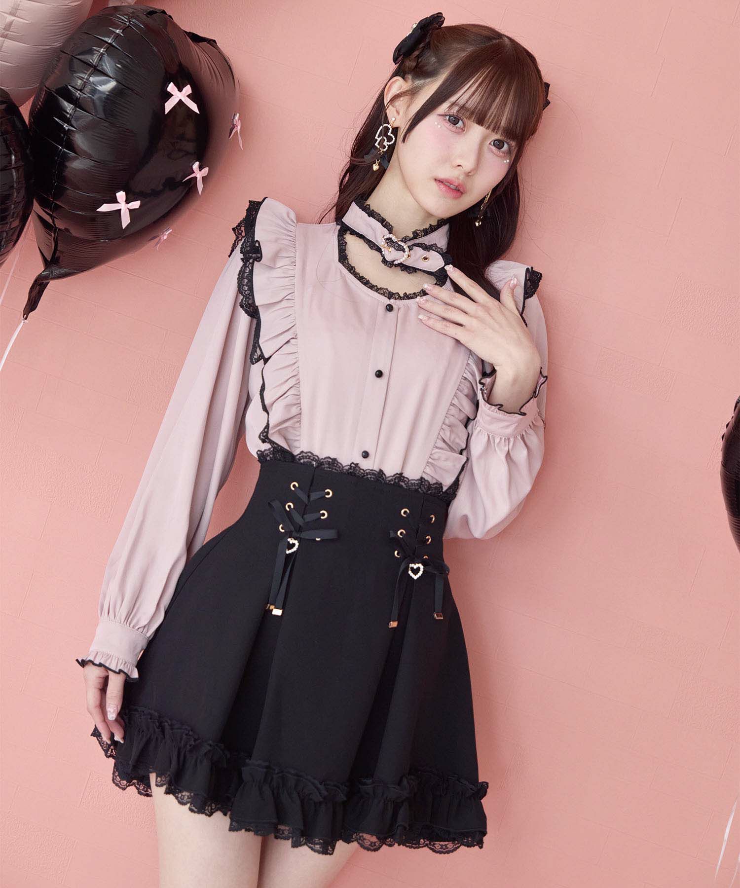 ピンクのみ受注生産》ハートバックルラッフルフリルブラウス | Rlab store