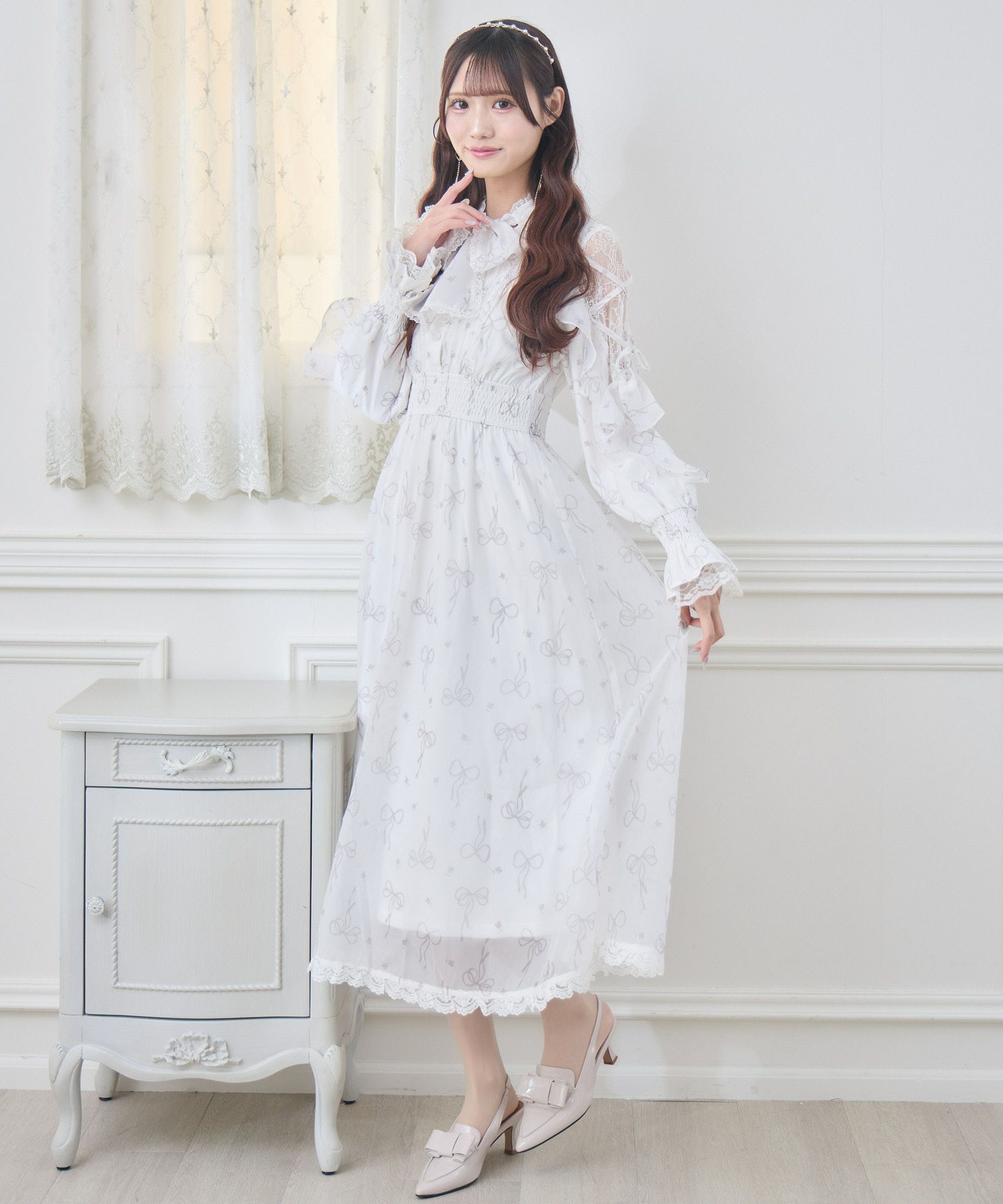 リボン柄シアーロングワンピース | Rlab store