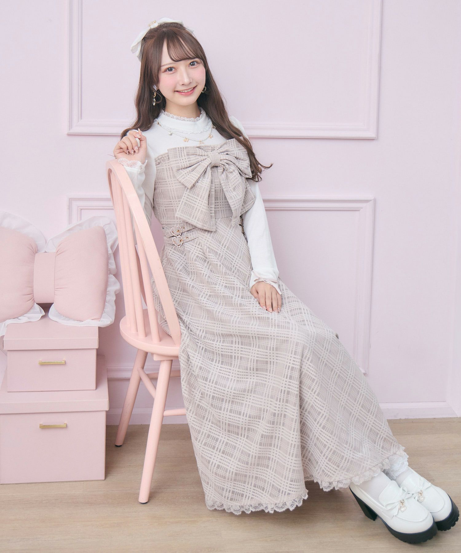 ビッグリボン長袖ロングワンピース | Rlab store